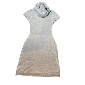 Calvin Klein Women's Gray Cowl Neck Ribbed Knit Sweater Dress S